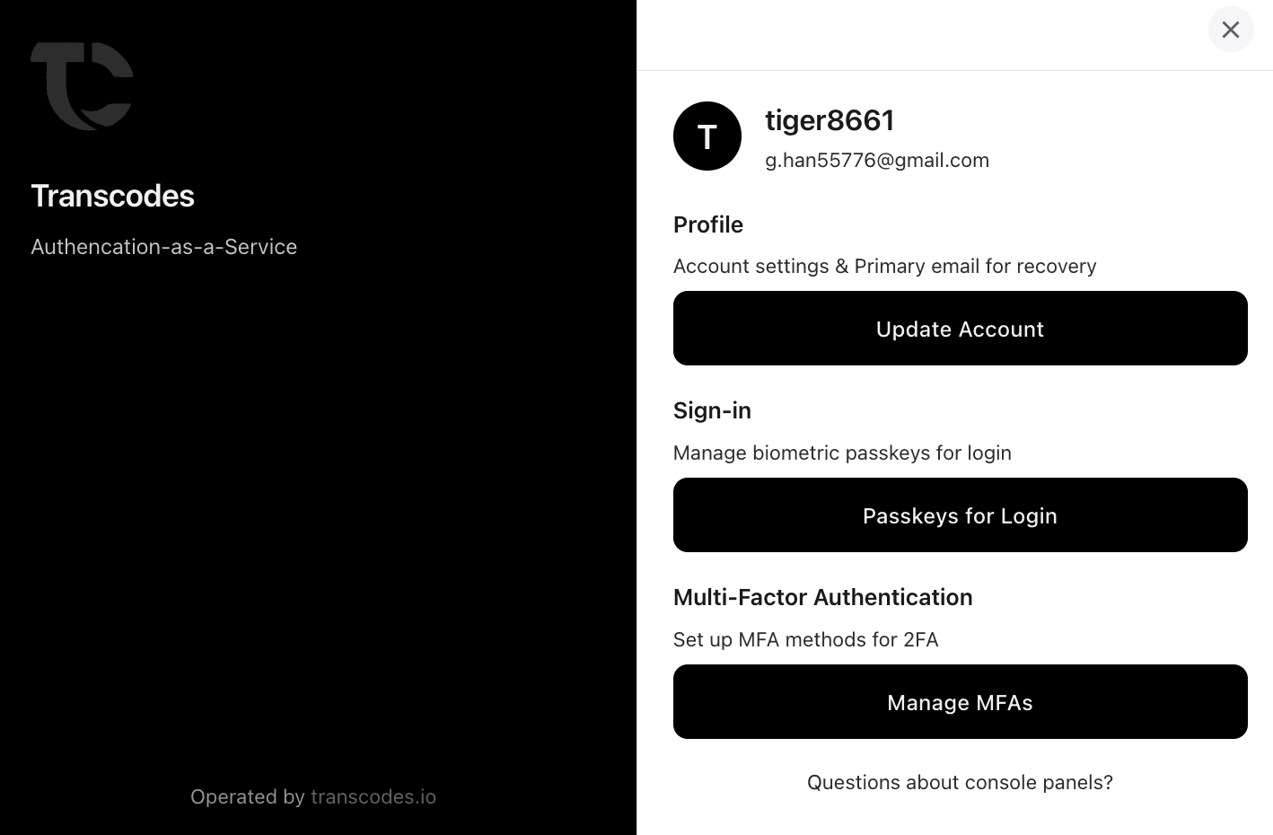 Account Management Modal